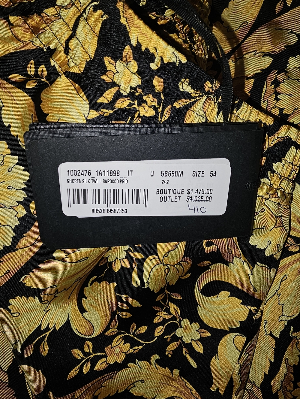 Versace Black and Gold Floral Baroque Shorts - Picture 2 of 4